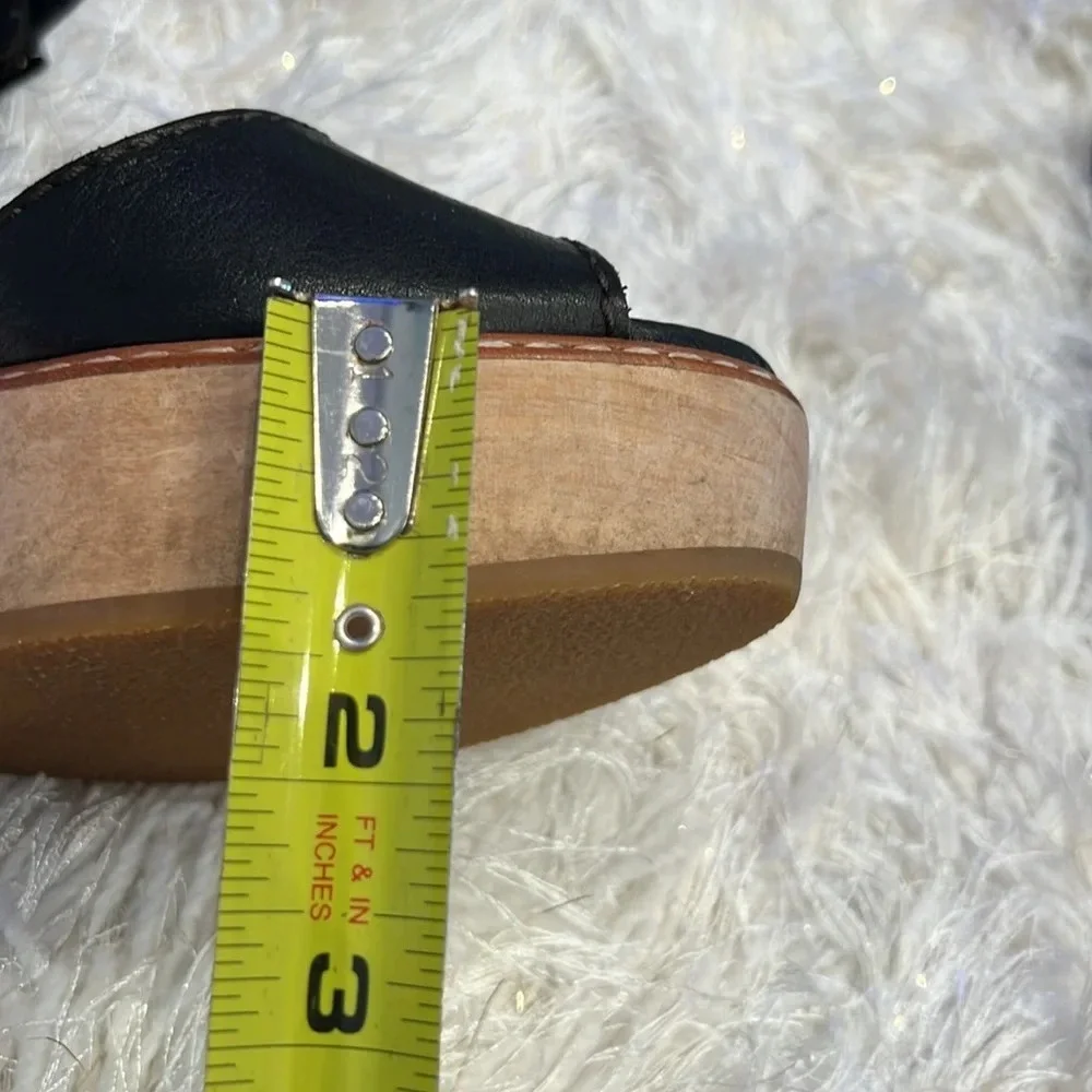 Chloe Black Leather Wooden Wedge Heel